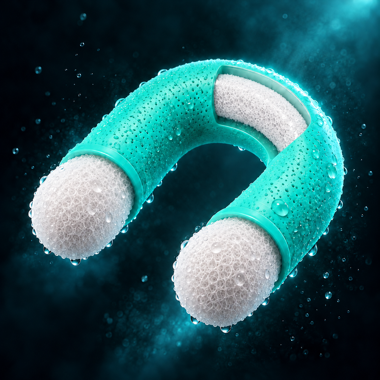 HydraNose flexible nasal insert, moistened, showing the absorbent sponge tips